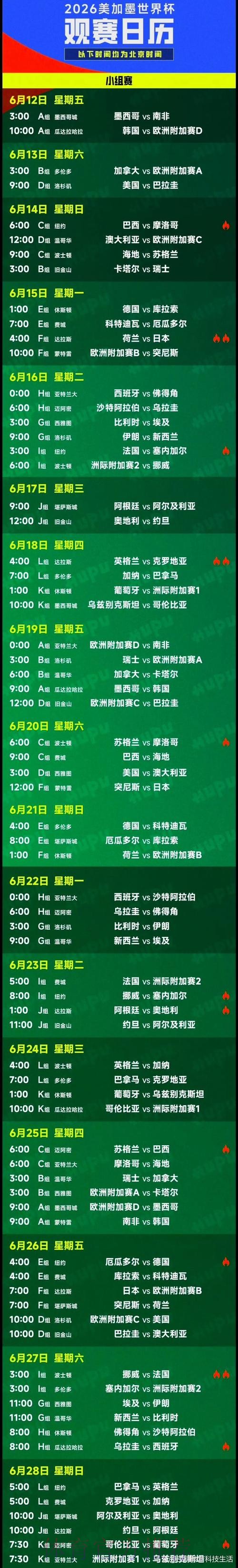 2026世界杯完整赛程官方发布赛事详情怎么查
